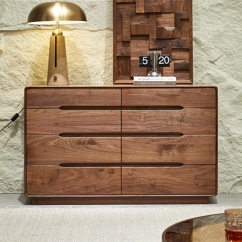 意式极简北美黑胡桃木八斗柜北欧实木抽屉柜客厅柜子卧室储物柜,住宅家具,斗柜,淘宝优惠券,粉丝福利购,淘宝优惠卷