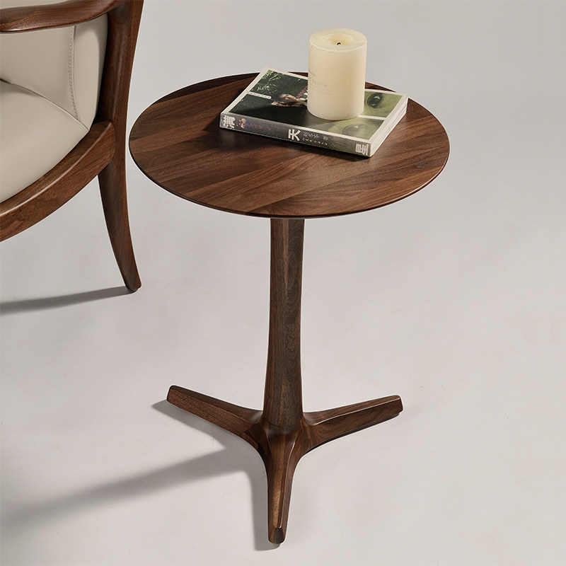 北美黑胡桃圆形小茶几沙发边几阳台休闲小桌子小圆几实木角几边桌,住宅家具,角几/边几,淘宝优惠券,粉丝福利购,淘宝优惠卷