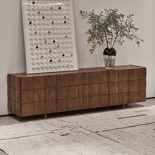 北美黑胡桃木电视柜高款客厅柜子靠墙意式实木卧室电视机柜高柜桌