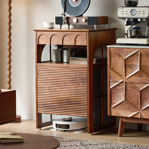 北美黑胡桃实木扫地机基站柜