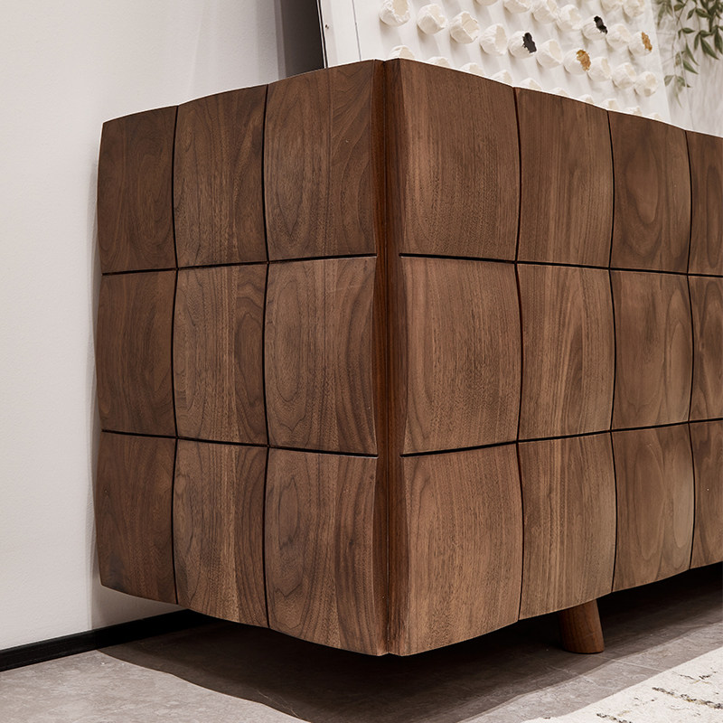 北美黑胡桃木电视柜高款客厅柜子靠墙意式实木卧室电视机柜高柜桌