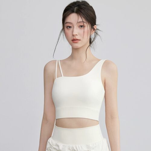 单侧吊带运动内衣女中高强度健身跑步背心一体式美背瑜伽服普拉提