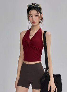 倾听渔声运动内衣女带胸垫防震外穿挂脖裹胸本命年普拉提训练瑜伽