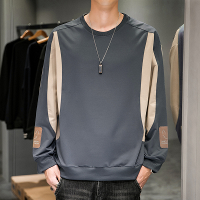 上新秋季男款卫衣上衣韩版时尚休闲圆领加绒加厚长袖修身