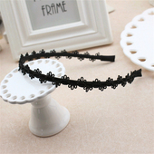 包邮 新款 发饰蕾丝花边发箍百搭黑色气质简约名媛细头箍 有齿洗脸女