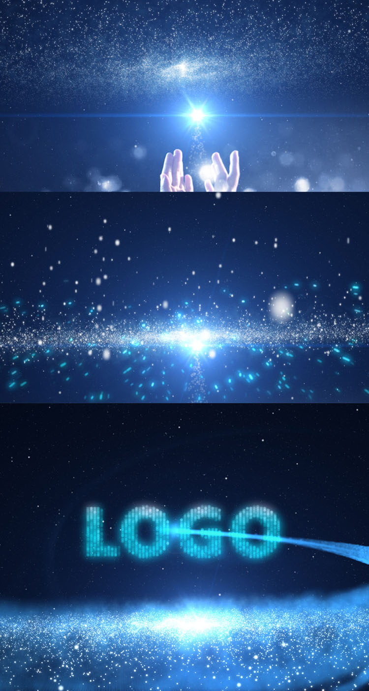 企业公司LOGO视频AE模板梦幻星光粒子汇聚成LOGO模板AE源文件