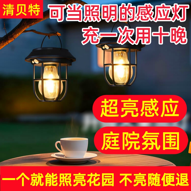 太阳能挂树灯防水照明灯户外灯庭院人体自动感应灯花园阳台灯小院