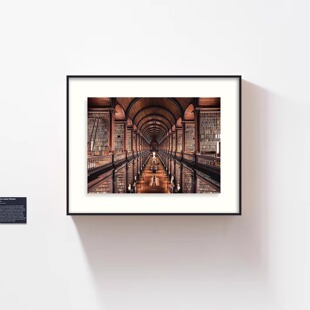 Trinity College Library丨摄影版画小众装饰画现代黑白海报挂画