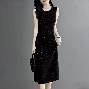 背心吊带中长款 减龄遮肚妈妈装 连衣裙女 修身 洋气满天星2026新款