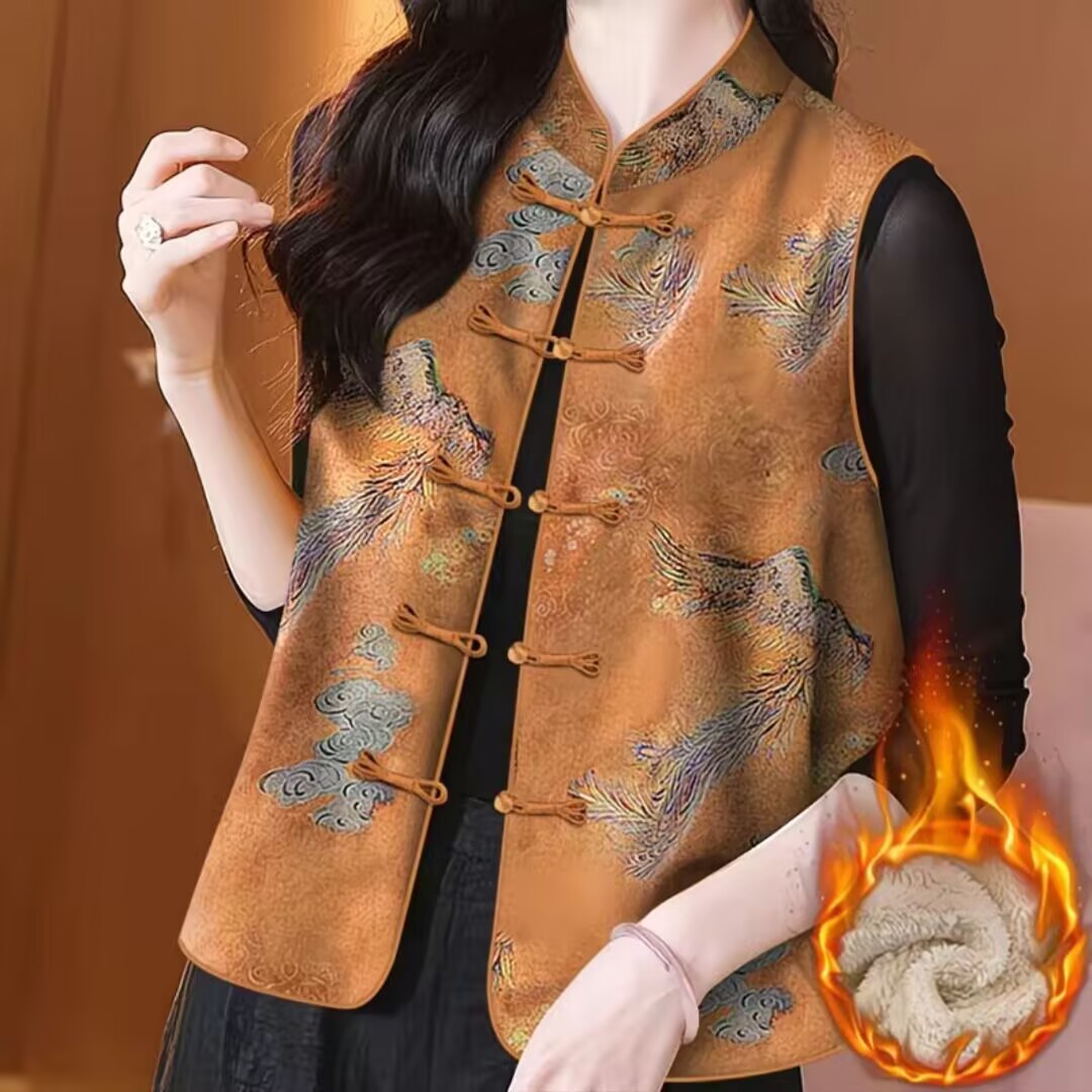 中式国风加绒盘扣马甲