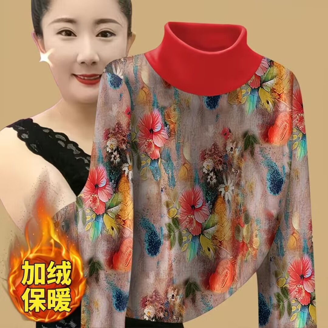 新品2025秋冬爆款T恤打底衫时尚洋气女装保暖上衣德绒半高领长袖