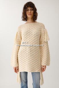 2026春秋原d流苏粗线手工编织针织长毛衣 6120 010BAS70