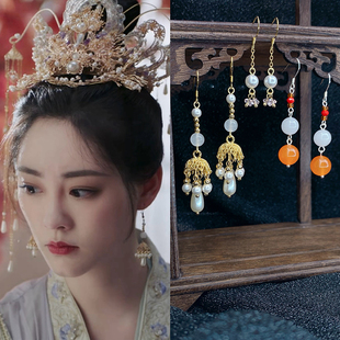 流光引祝绪丹韩紫晴同款中国风奢华珍珠流苏耳环百搭古装水晶配饰