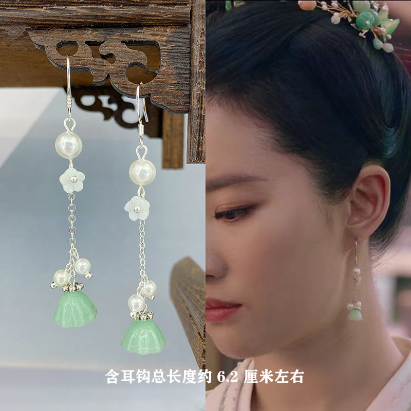 琉璃耳环珍珠花朵古风甜美配饰