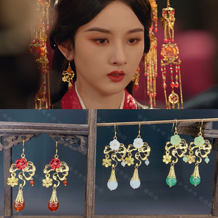 折腰宋祖儿小乔同款祥云花朵耳环新中式国风汉服百搭配饰琉璃耳坠