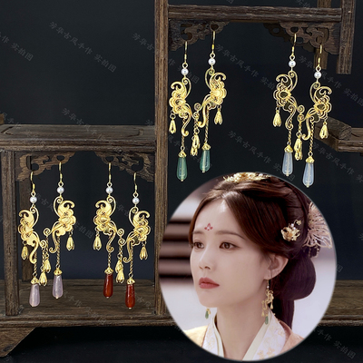 书卷一梦李一桐宋一梦同款耳环中国风玛瑙镂空蝴蝶水滴古装配饰坠