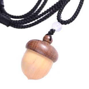 黄杨木橡果吊坠储物楞严咒经书嘎乌盒护身符挂件项链男女士许愿瓶