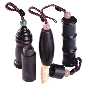 空心黑檀木储物吊坠楞严挂件项链男女药瓶宝宝宠物胎毛发纪念小瓶