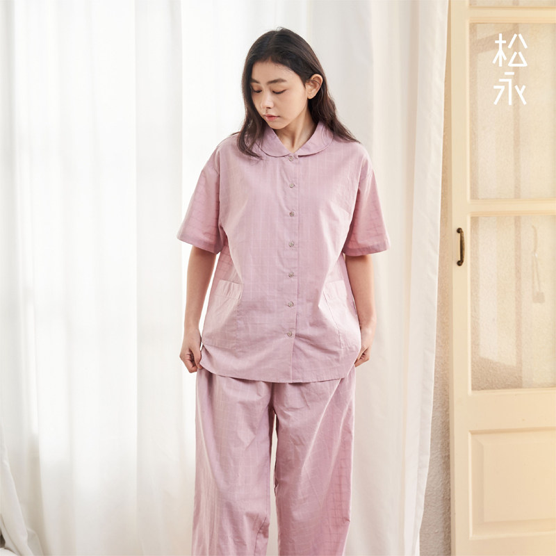 松永春夏新款纯棉睡衣女士短袖长裤隐格提花柔软休闲家居服套装薄,女士内衣/男士内衣/家居服,睡衣/家居服套装,淘宝优惠券,粉丝福利购,淘宝优惠卷