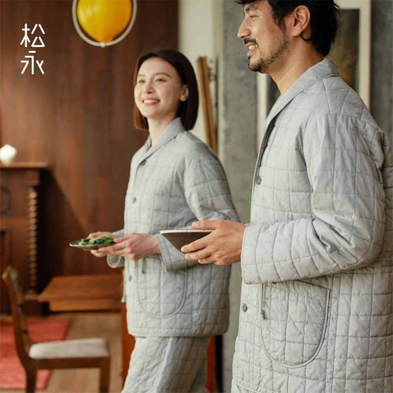 松永男女纯棉夹棉加厚家居服外穿