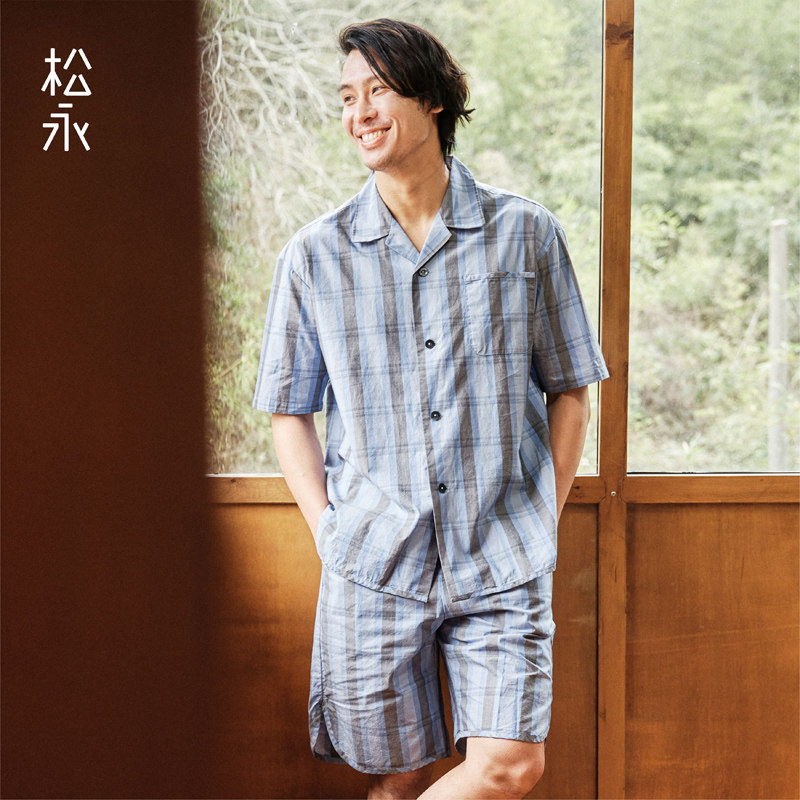 松永夏季男士全棉短袖短裤薄款睡衣套装宽松大码家居服套格子简约,女士内衣/男士内衣/家居服,睡衣/家居服套装,淘宝优惠券,粉丝福利购,淘宝优惠卷
