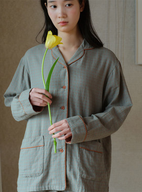 松永纯棉双层纱女春夏睡衣套装