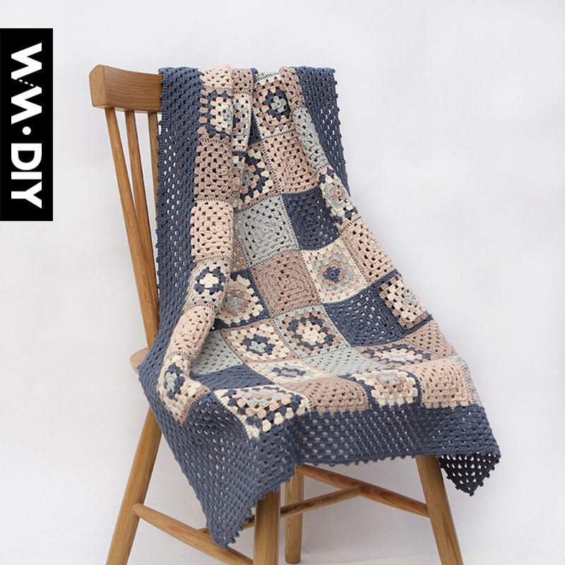 祖母方钩拼花毯子手工材料包森系莫兰迪色安卡细棉线手钩线编织,居家布艺,线,淘宝优惠券,粉丝福利购,淘宝优惠卷