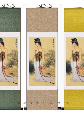 美女装饰画挂画仕女图丝绸卷轴画