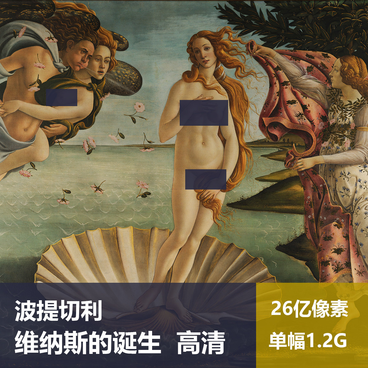 维纳斯的诞生波提切利高清油画原版作品装饰画喷绘素材图片