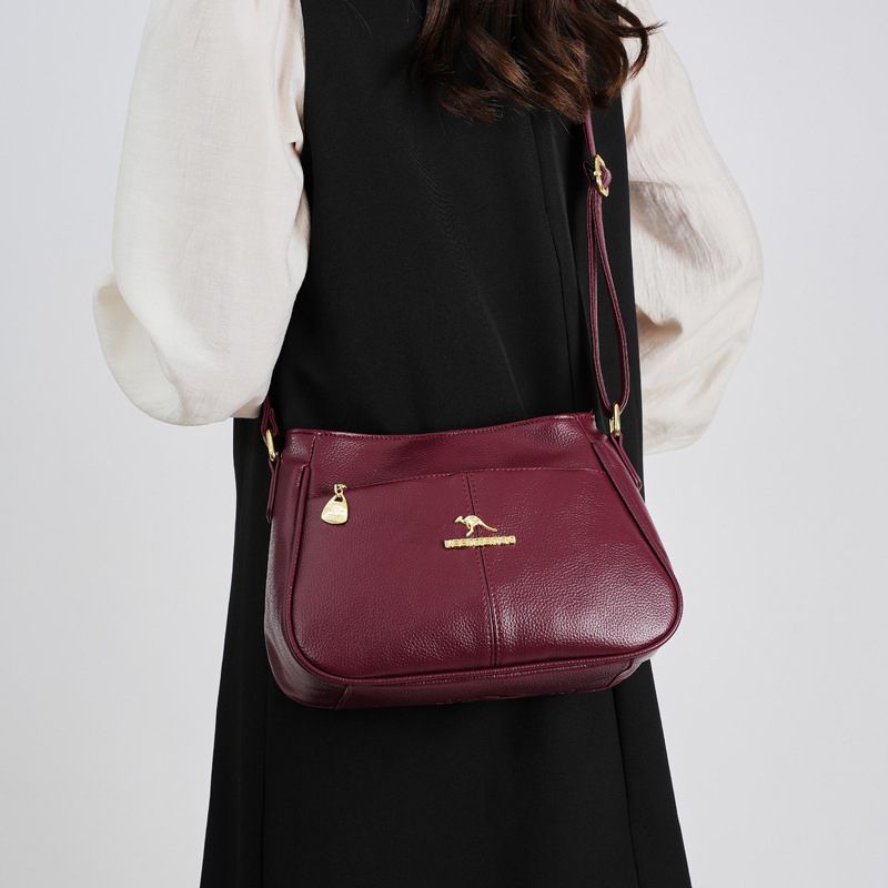 软皮女士包包2025新款时尚简约单肩斜挎包中年妈妈包大容量潮挎包