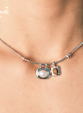 野矿岛木纹石吊坠项链锁骨链