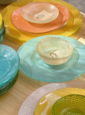 [克拉宠物]韩国进口Eding碗盘 彩色耐热玻璃餐盘甜点盘 宠物碗