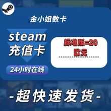 Steam欧盟欧元钱包充值卡20欧元 (Eur)实体卡图礼品卡超快发货===