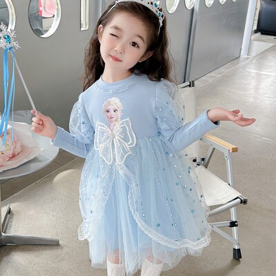 艾莎公主裙子女童春秋款长袖