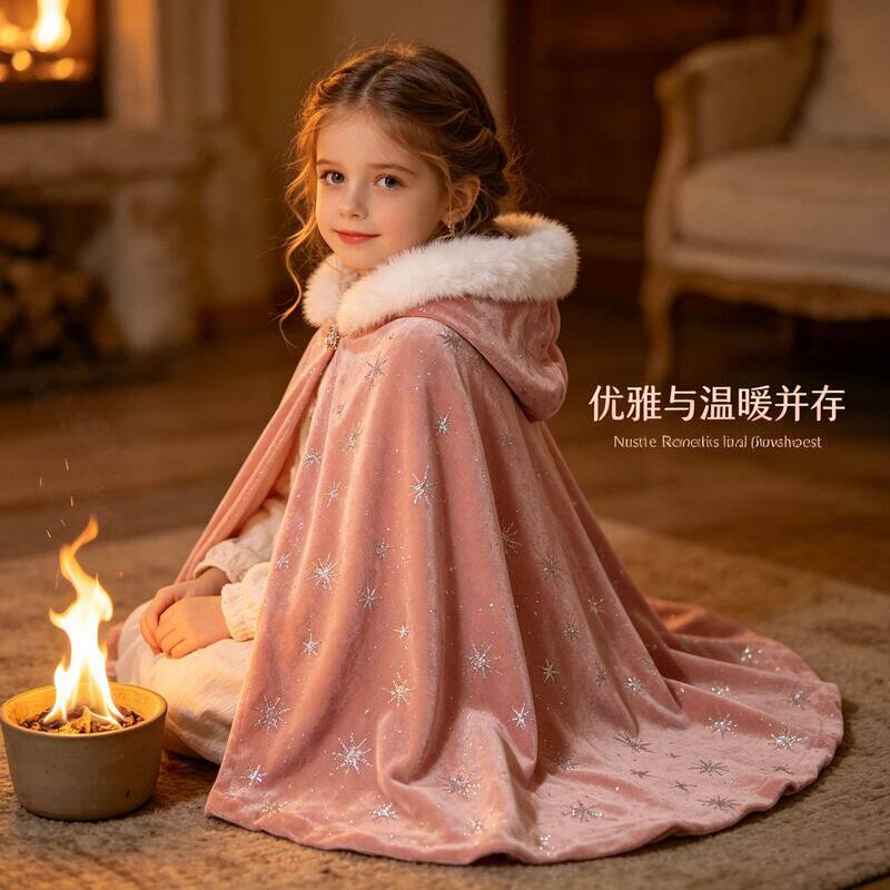 女童冰雪奇缘艾莎防风保暖斗篷