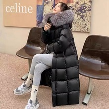 500g极寒黑金八格白鹅绒羽绒服女大毛领长款东北加厚防寒超厚保暖