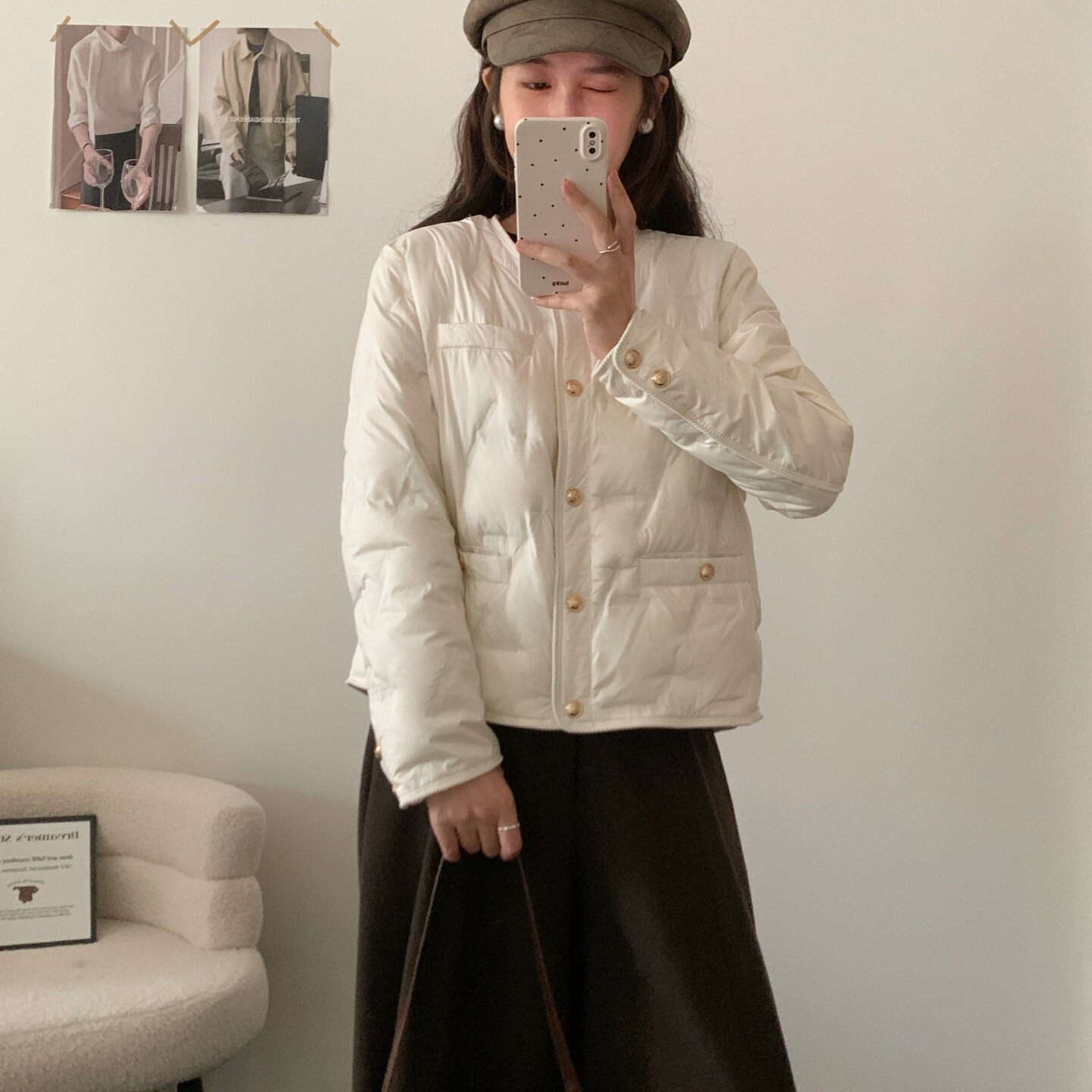 小香风轻薄短款白鸭绒女款羽绒服