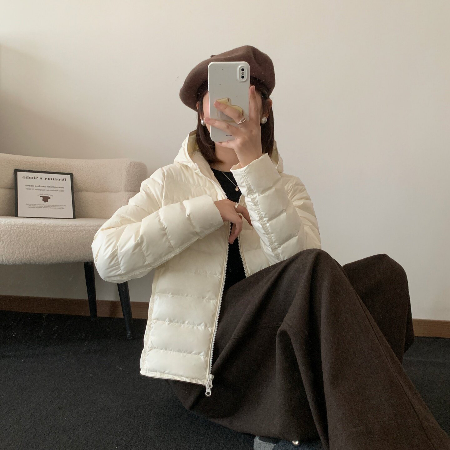 新国标95白鸭绒连帽显瘦羽绒服