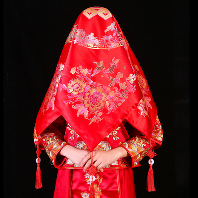 结婚新娘盖头锦缎头饰