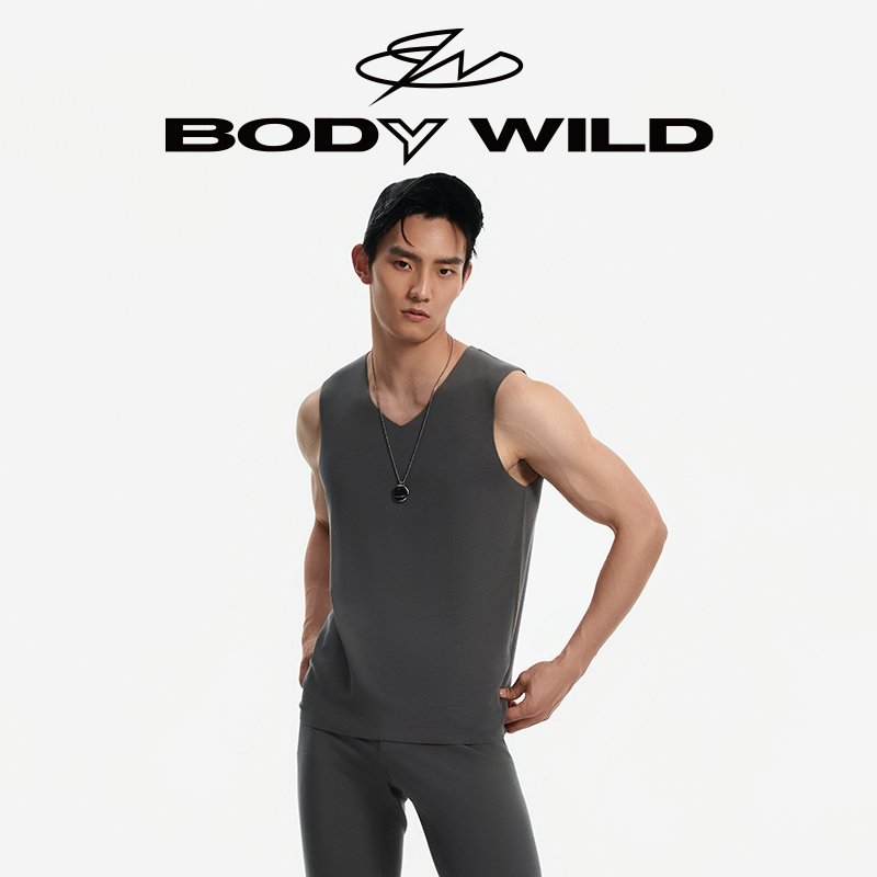 BODY WILD23新款抓绒暖衣V领宽肩背心男士保暖打底抗菌ZBN11DB3