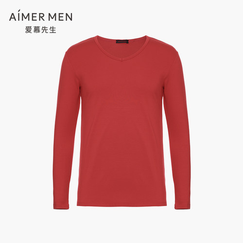 Aimer Men爱慕先生20AW暖意竹绒2.0男士高端V领保暖上衣NS72D891