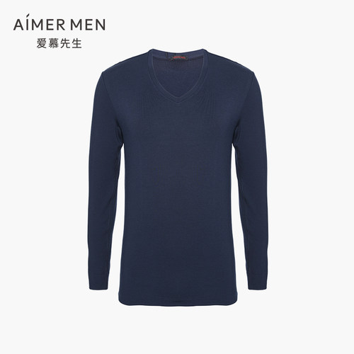 Aimer Men爱慕先生20AW牛奶丝绒暖衣秋冬保暖内衣V领长袖NS72D472