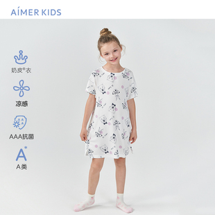 睡裙AK144C371 爱慕儿童奶皮熊兔点点女孩凉感抗菌短袖 奶皮衣