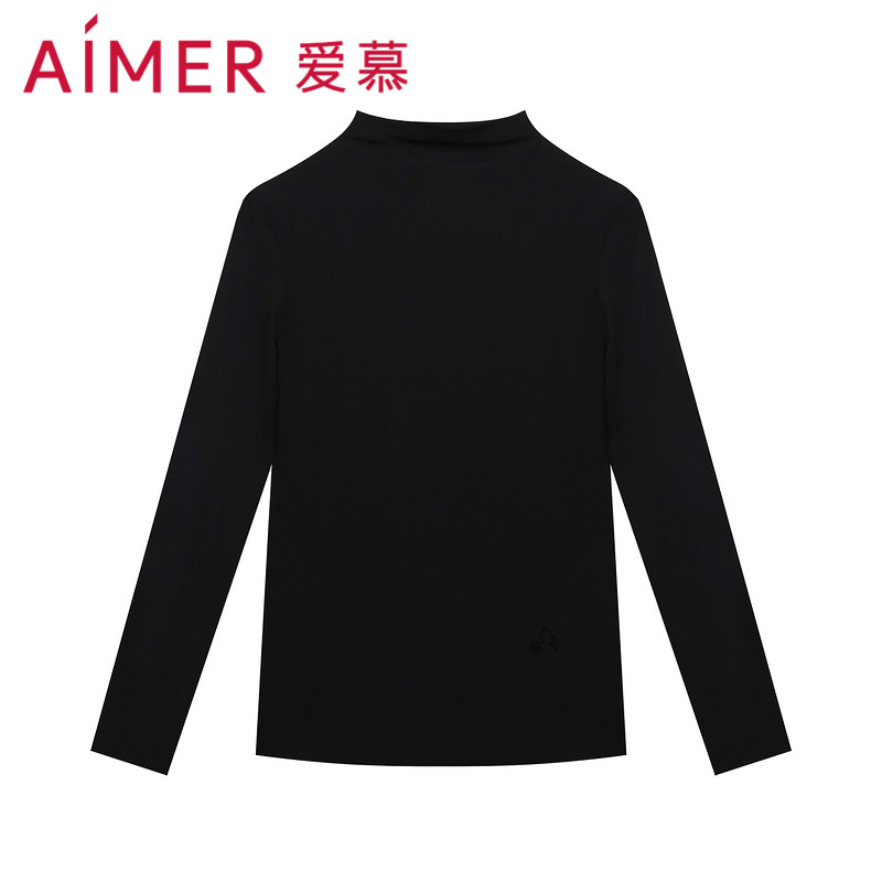 爱慕保暖内衣女莫代尔纤维小高领长袖净痕可外穿打底上衣AM726891