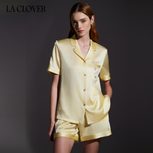 睡衣女LC46XN2 分身套装 兰卡文半夏星空真丝短袖 短裤