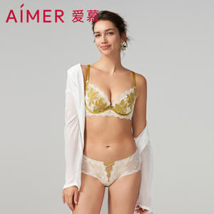 爱慕蔚兰内衣女大胸显小性感蕾丝3/4薄杯文胸AM138931