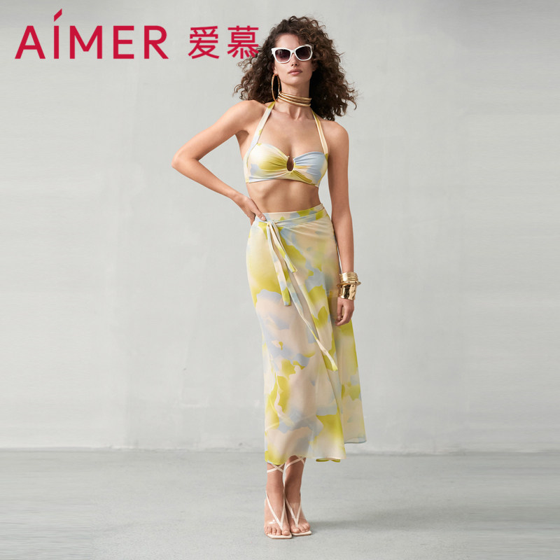 爱慕半夏清光泳装女士夏季无钢圈性感比基尼三件套AM679751