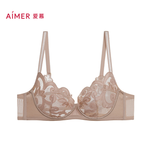 爱慕25春夏霓裳内衣女3 4轻薄杯大胸显小刺绣透气文胸AM13A731