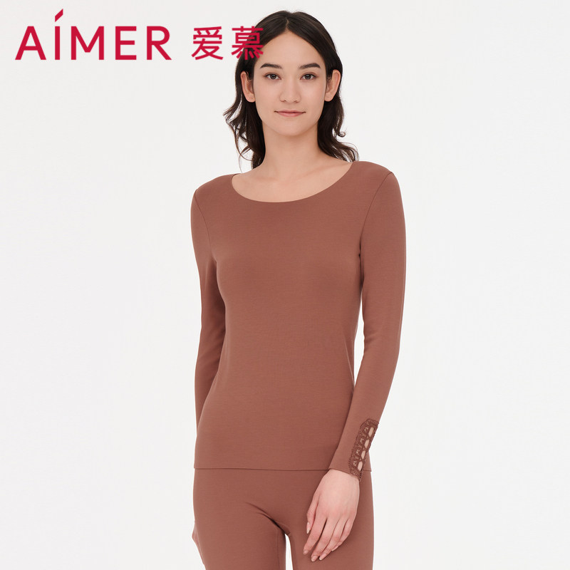爱慕牛奶丝绒舒适女士圆领长袖保暖上衣AM727962
