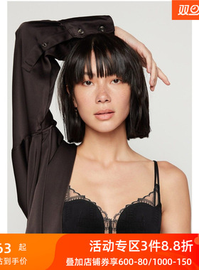 爱慕内衣正品沉醉3/4无纺布薄杯红色收副乳文胸蚕丝内衬AM126961